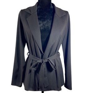 Fashion Nova Lapel Long Sleeve Blazer Belted Color Black Size SP
